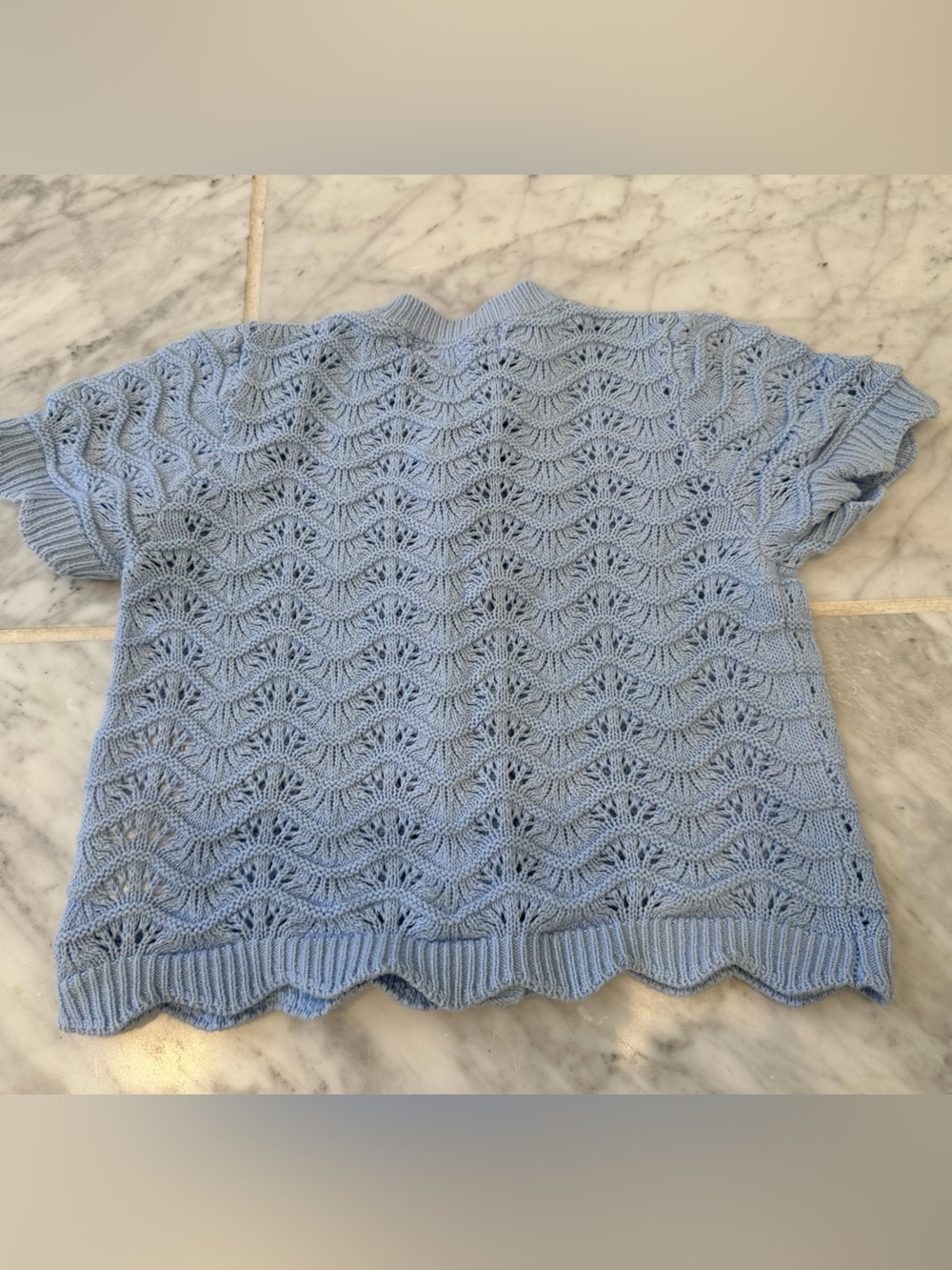 H&M Light Blue Openwork Knit Button-Front Top - Picture 2 of 3